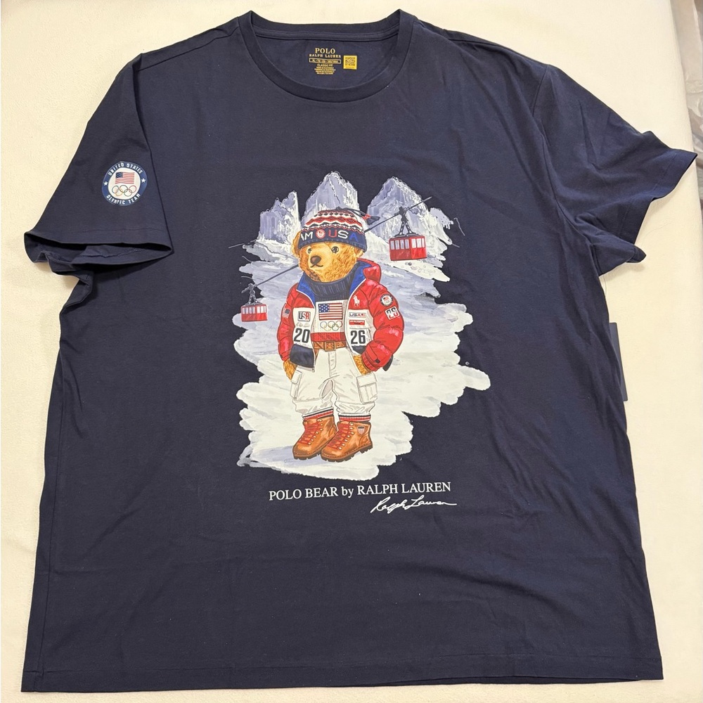 Polo Ralph Lauren Official 2026 Olympic Bear Navy T-Shirt Men’s Classic Fit XL